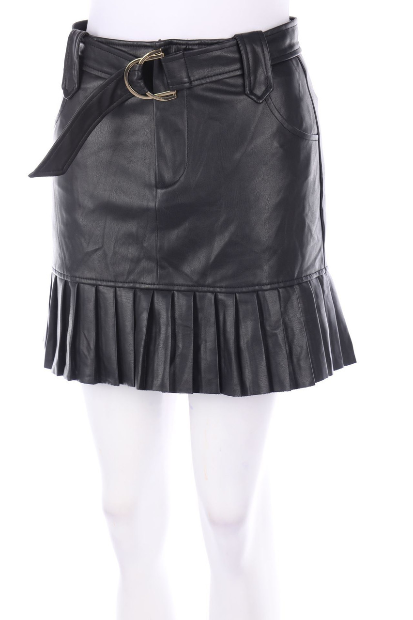 AMISU - Plissee-Faux Leather-Mini-Rock - D 34