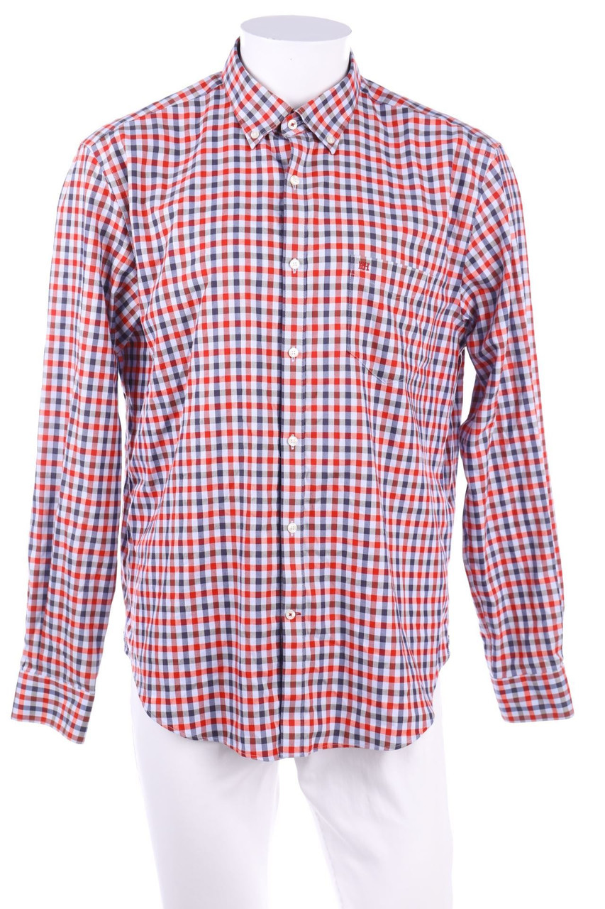 PEDRO DEL HIERRO - kariertes Button-down-Hemd aus Baumwolle mit Logo-Stickerei - 44