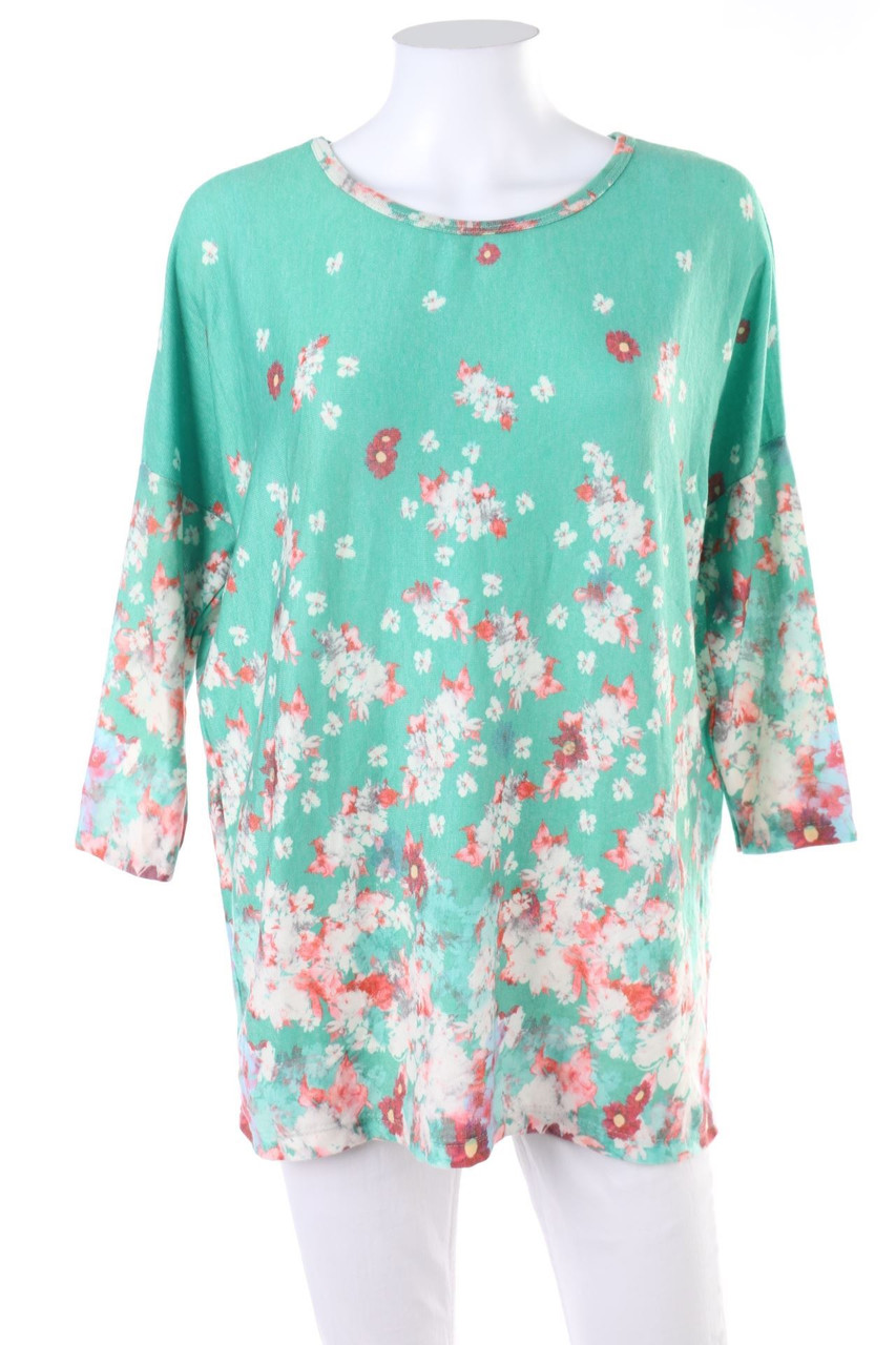 Ohne Label - 3/4-Arm-Shirt mit floralem Muster mit Batwing-Ärmeln - D 40