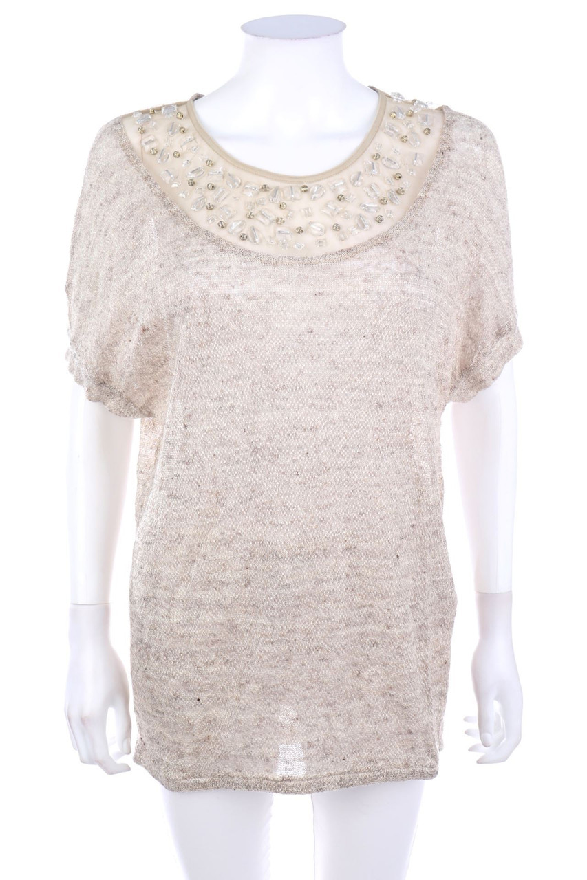 JIJIL - Batwing-Shirt mit Schmuckstein-Applikation - D 42