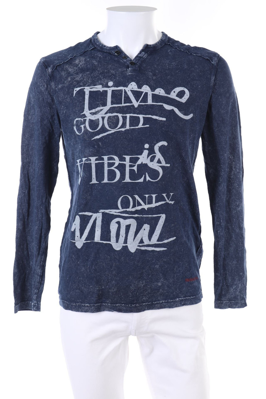 Desigual man - Longsleeve-Shirt mit Statement-Print - S