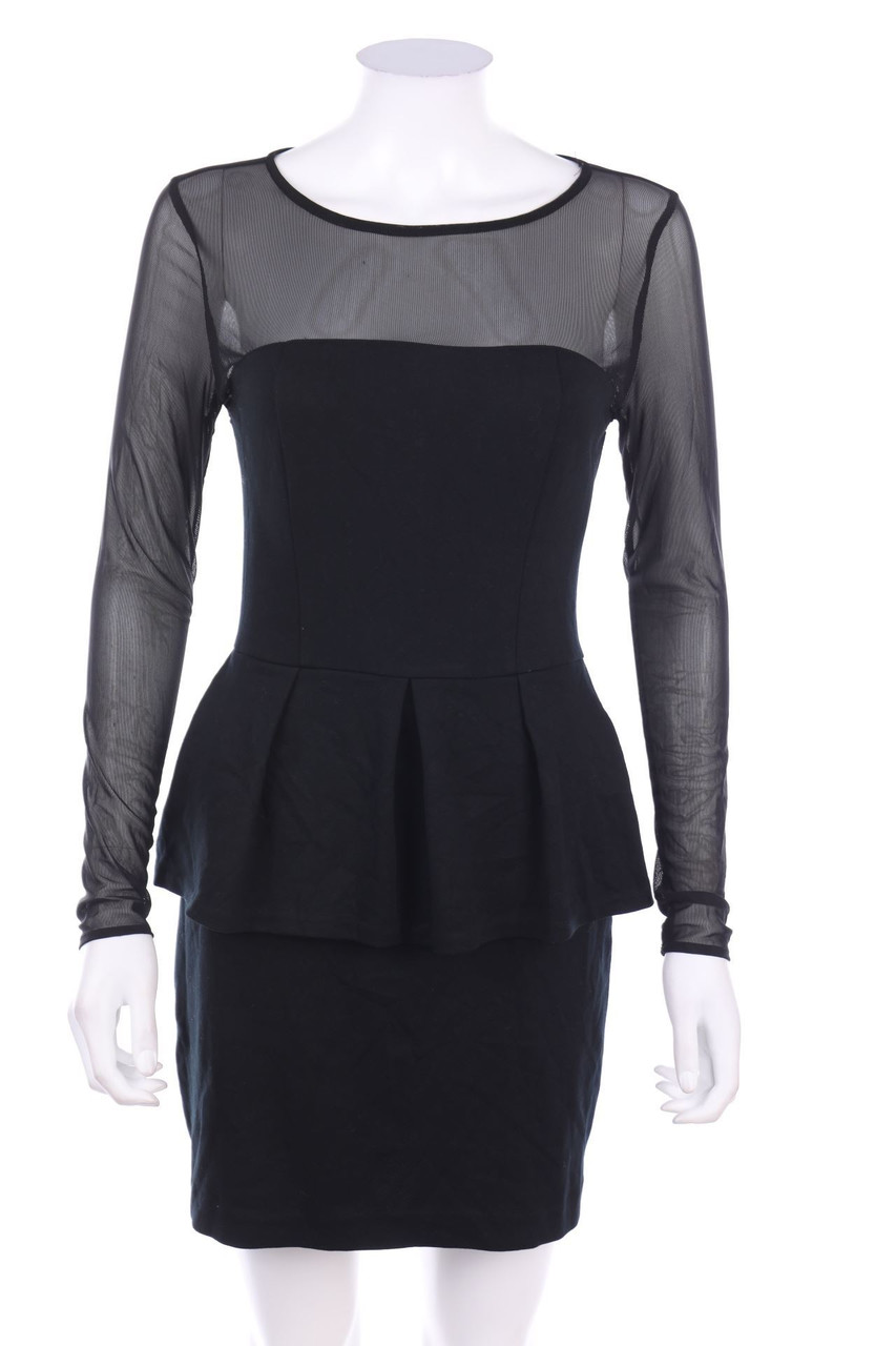 MANGO - Cocktailkleid mit Mesh-Einsatz - S