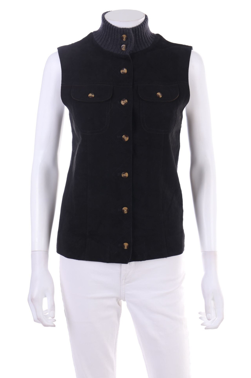 J.Mclaughlin - Strickweste aus Merino-Wolle mit Leder-Details - S