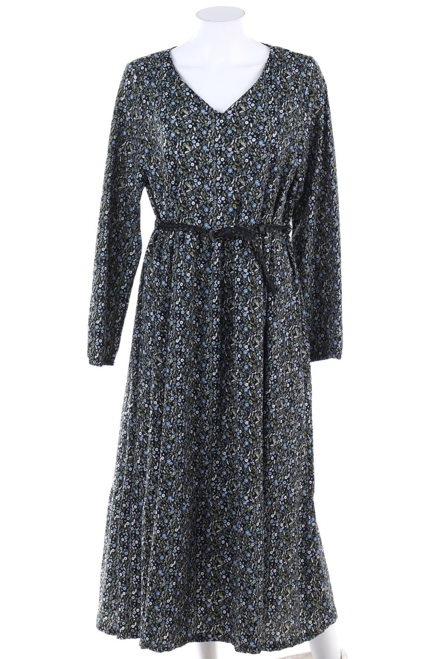 Ohne Label - Midikleid mit Blumen-Print mit Gürtel - D 40-42