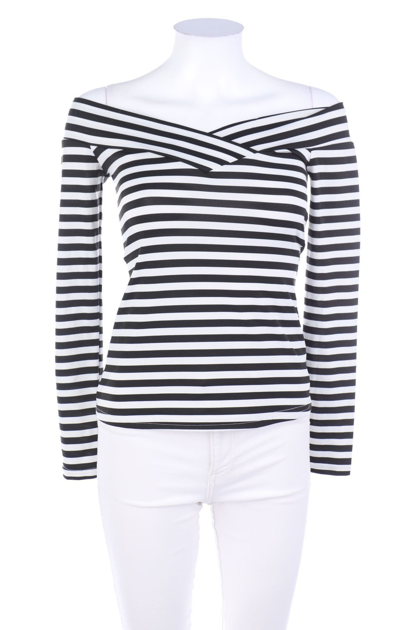 SHEIN - Carmen-Longsleeve-Shirt mit Streifen - XS