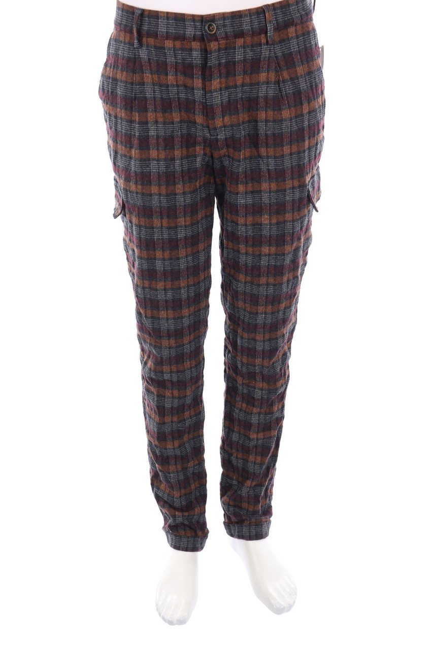 ALBERTO - Karo-Hose aus Woll-Mix - W34