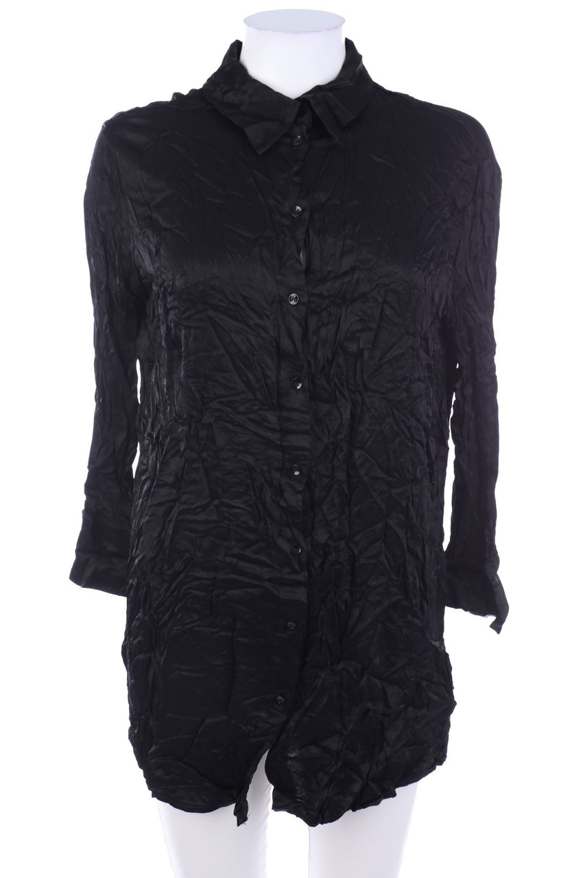 Bershka - Satin-Hemd-Bluse mit 3/4-Ärmel - S