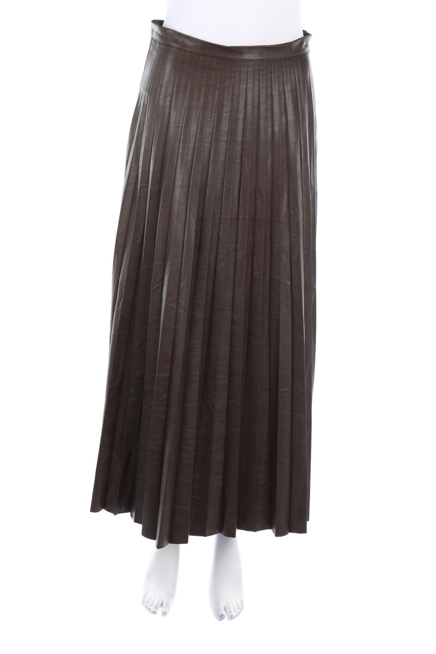 MOTEL - Plissee-Faux Leather-Maxi-Rock - M