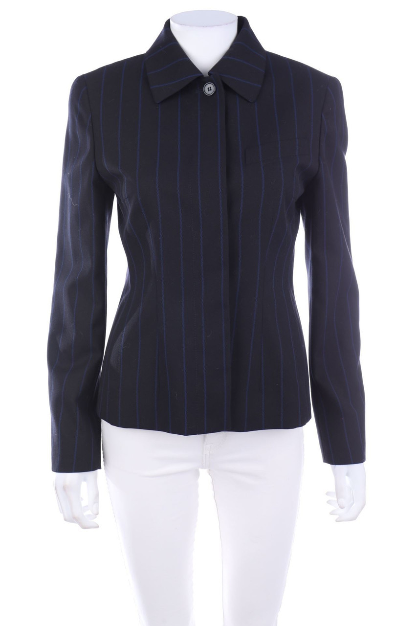 AKRIS for SWISS - Streifen-Blazer-Jacke mit Wolle - D 34