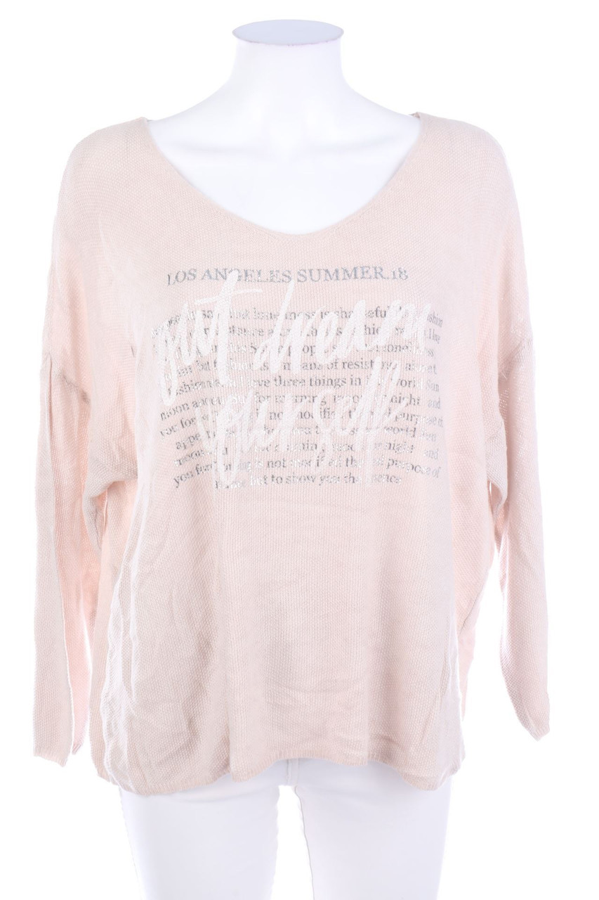 Ohne Label - Strick-Pullover mit Statement-Print - ONE SIZE