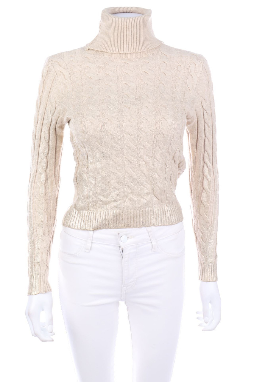 RINASCIMENTO - Strick-Pullover mit Zopf-Muster mit Metallic-Effekt - S