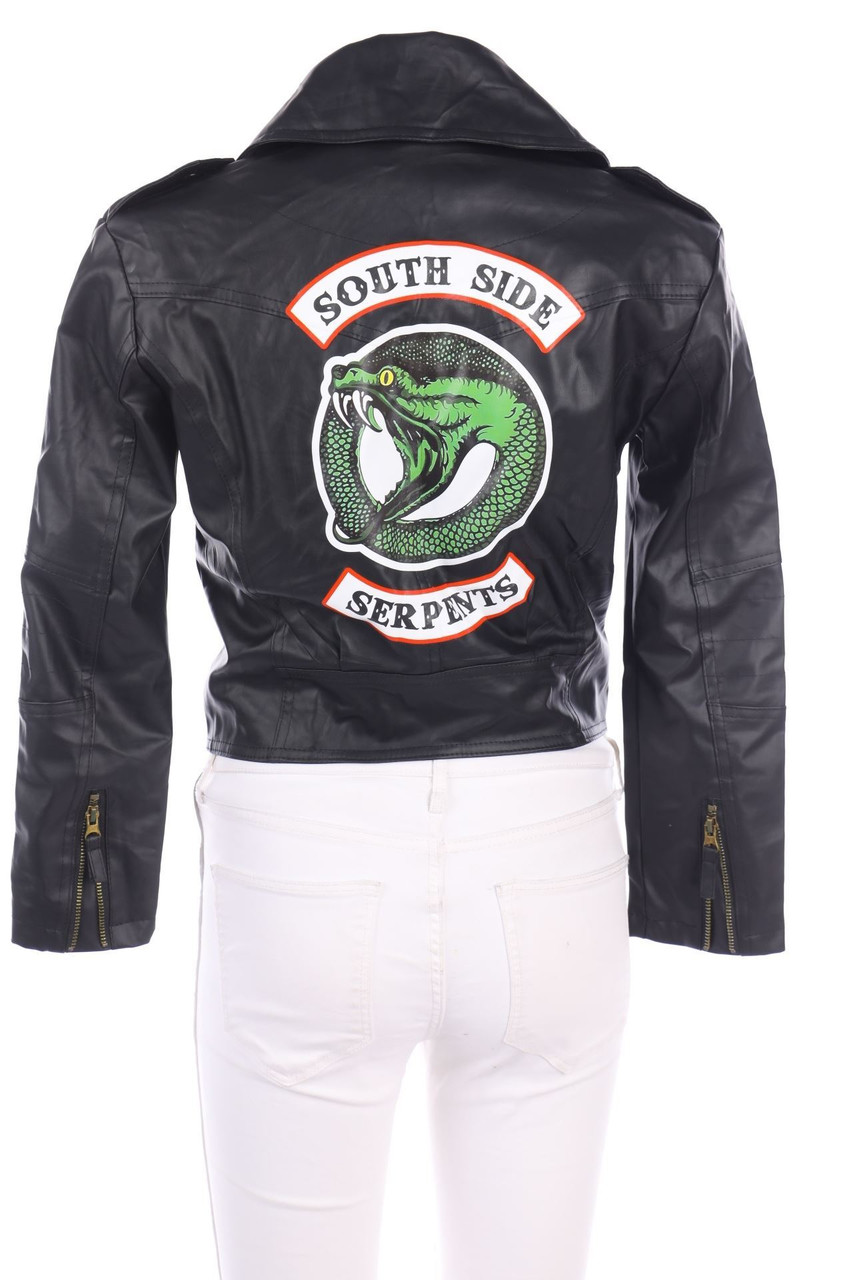 Ohne Label - Kunstlederjacke mit Print - S