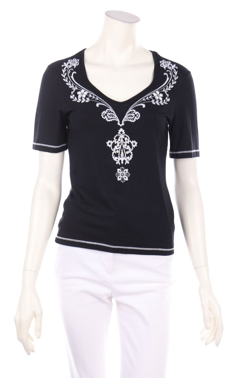 CARLO COLUCCI - Kurzarm-Shirt mit Stickereien - D 38