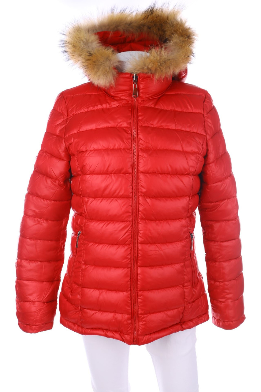 Ohne Label - wattierte Jacke zum Wenden mit Echt-Pelz-Besatz - XL