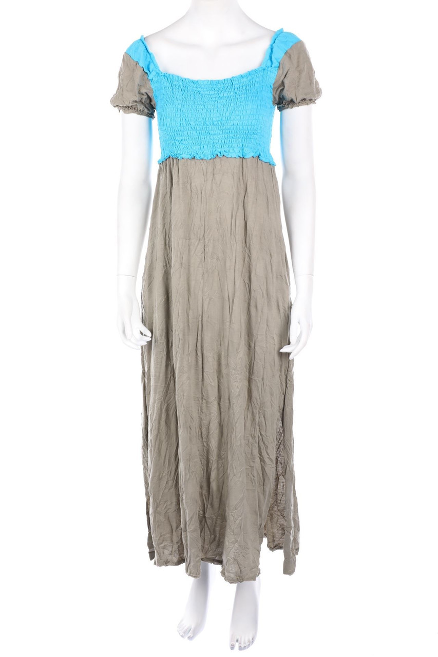 oblique creations - Jersey-Maxi-Kleid mit Smok-Details - S