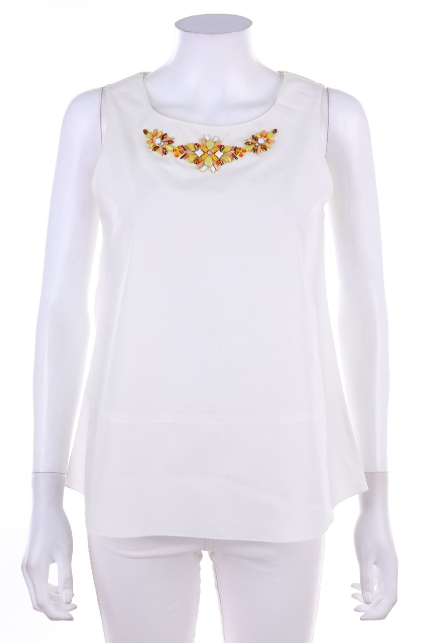 à la fois - Blusentop in A-Linie mit Schmuckstein-Applikation - D 32