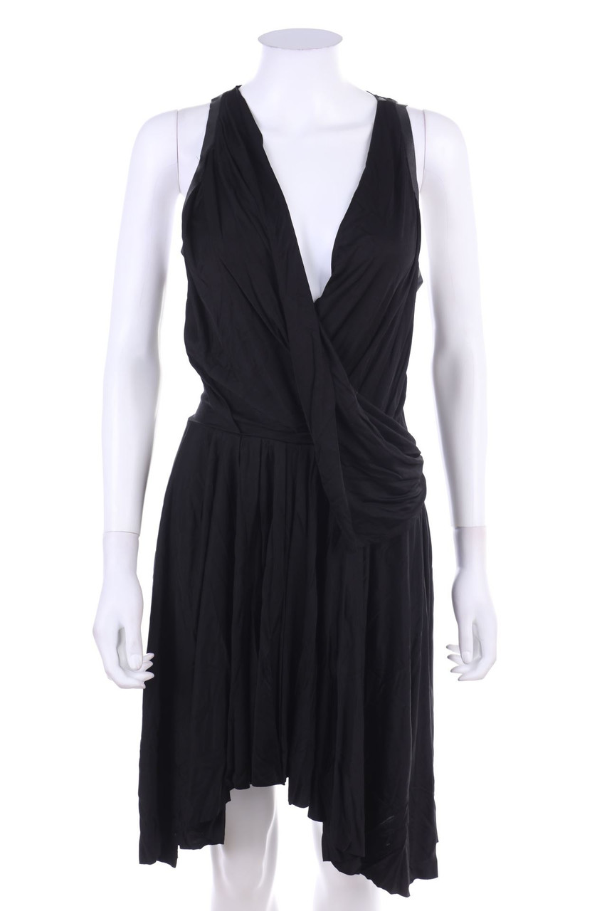 maje - Kleid in Wickel-Optik mit Kunstleder-Details - D 38