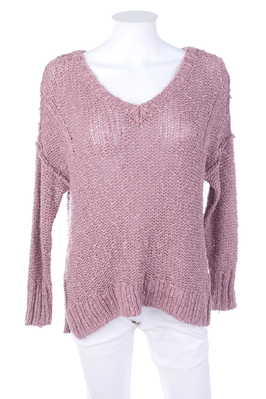 HOLLISTER - Strick-Pullover mit Lochstrick-Details - S
