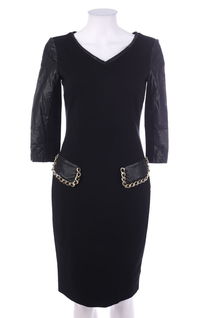 CARLA MONTANARINI - Etui-Kleid mit Kunstleder-Details - D 34