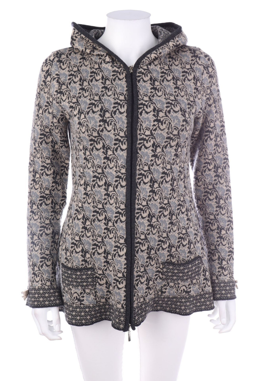 scandic way of life - Merino-Cardigan mit floralem Muster - S