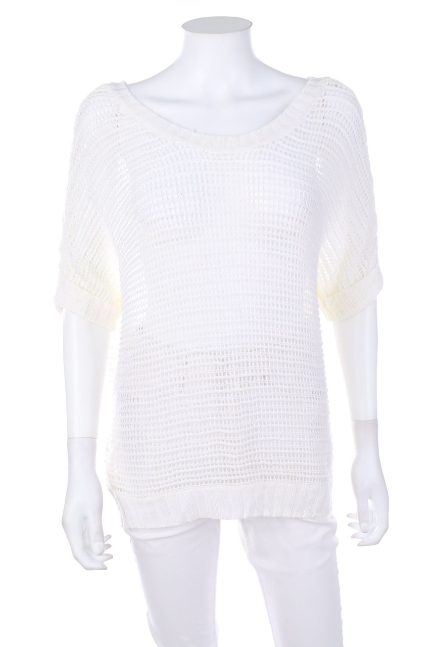 YES OR NO - Batwing-Pullover mit Lochstrick-Details - M