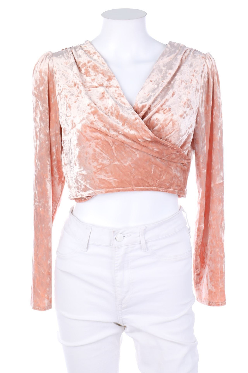 asos - Samt-Cropped-Shirt in Wickel-Optik - D 34