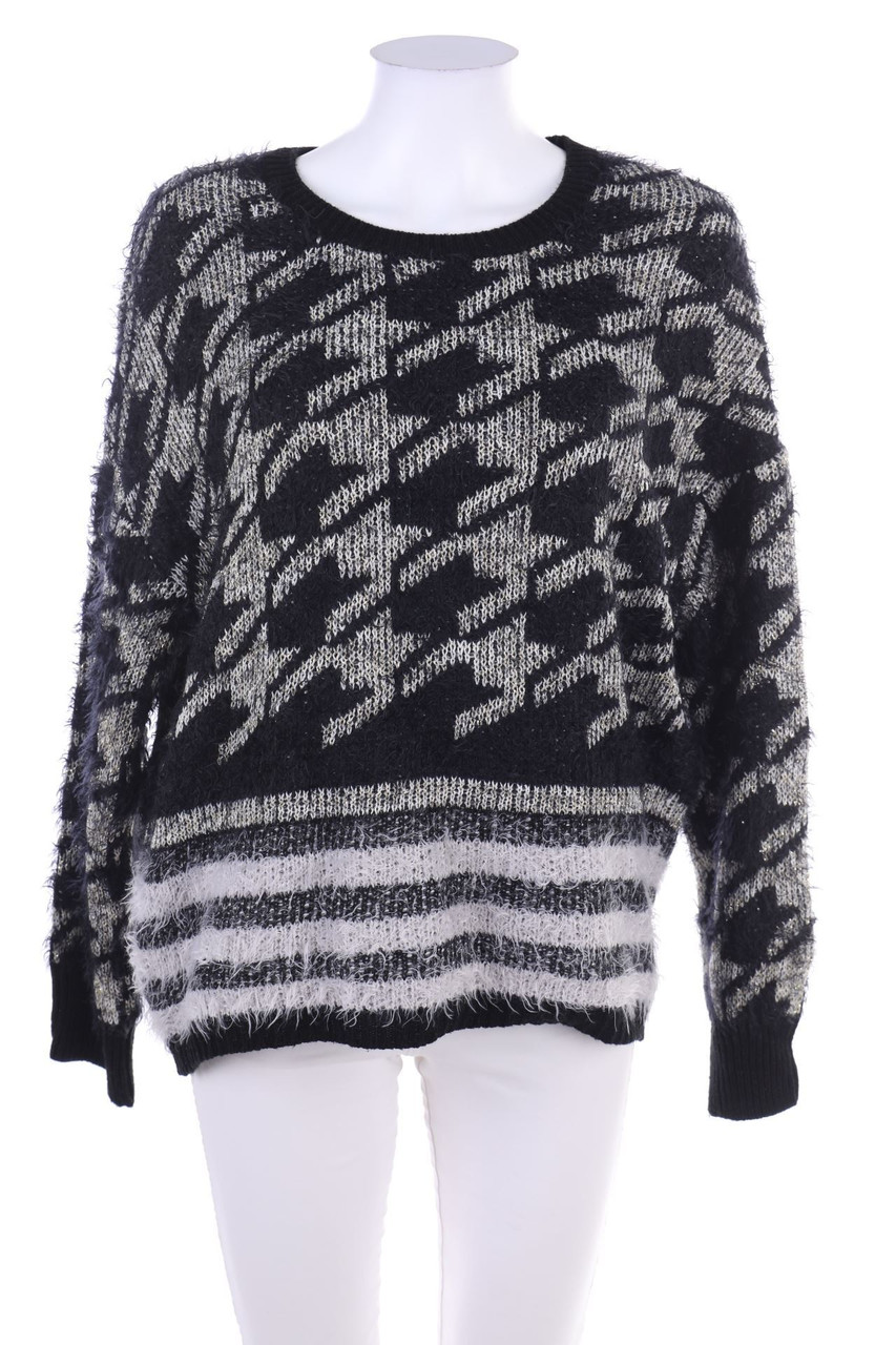 Ohne Label - Muster-Glitzer-Pullover - XXL