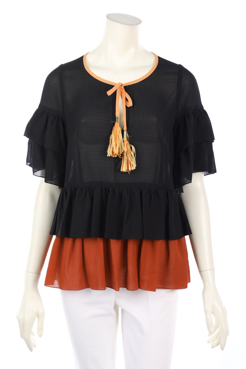 ATOS LOMBARDINI - Tunika-Bluse im Layer Look mit Volants - D 36