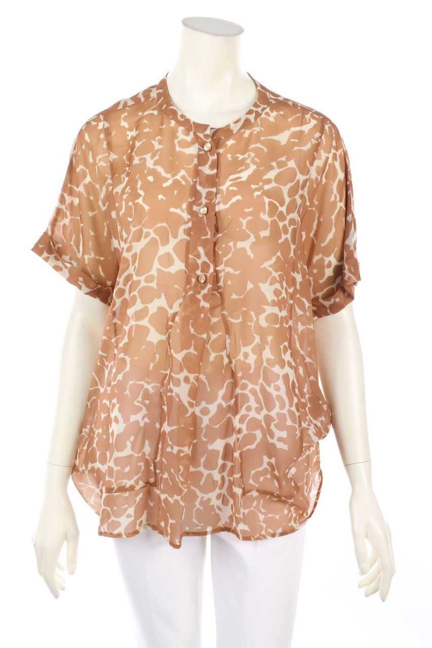 NEW YORK INDUSTRIE - Chiffon-Kurzarm-Bluse mit Animal-Print - D 36