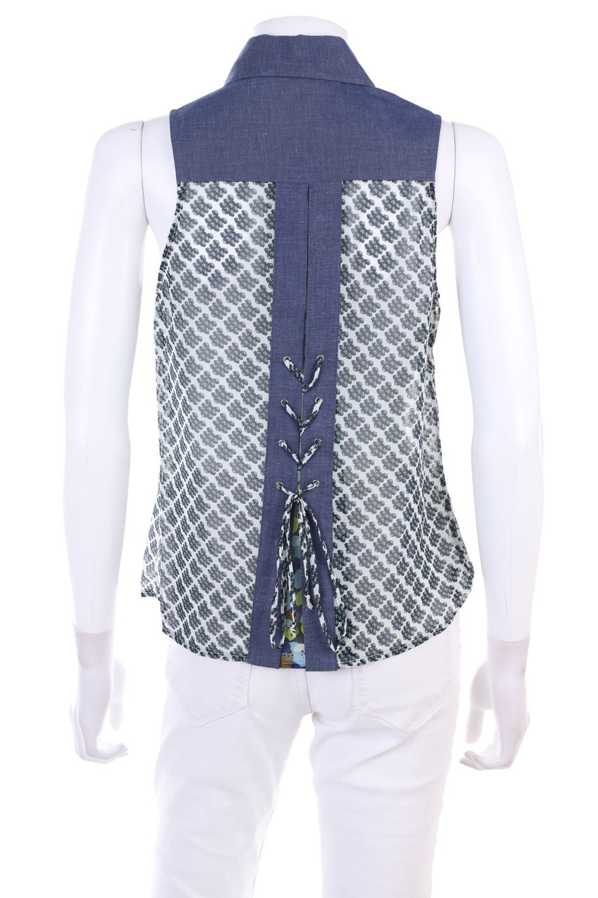 PIANURASTUDIO - ärmellose Hemd-Bluse mit Schnürung - D 36