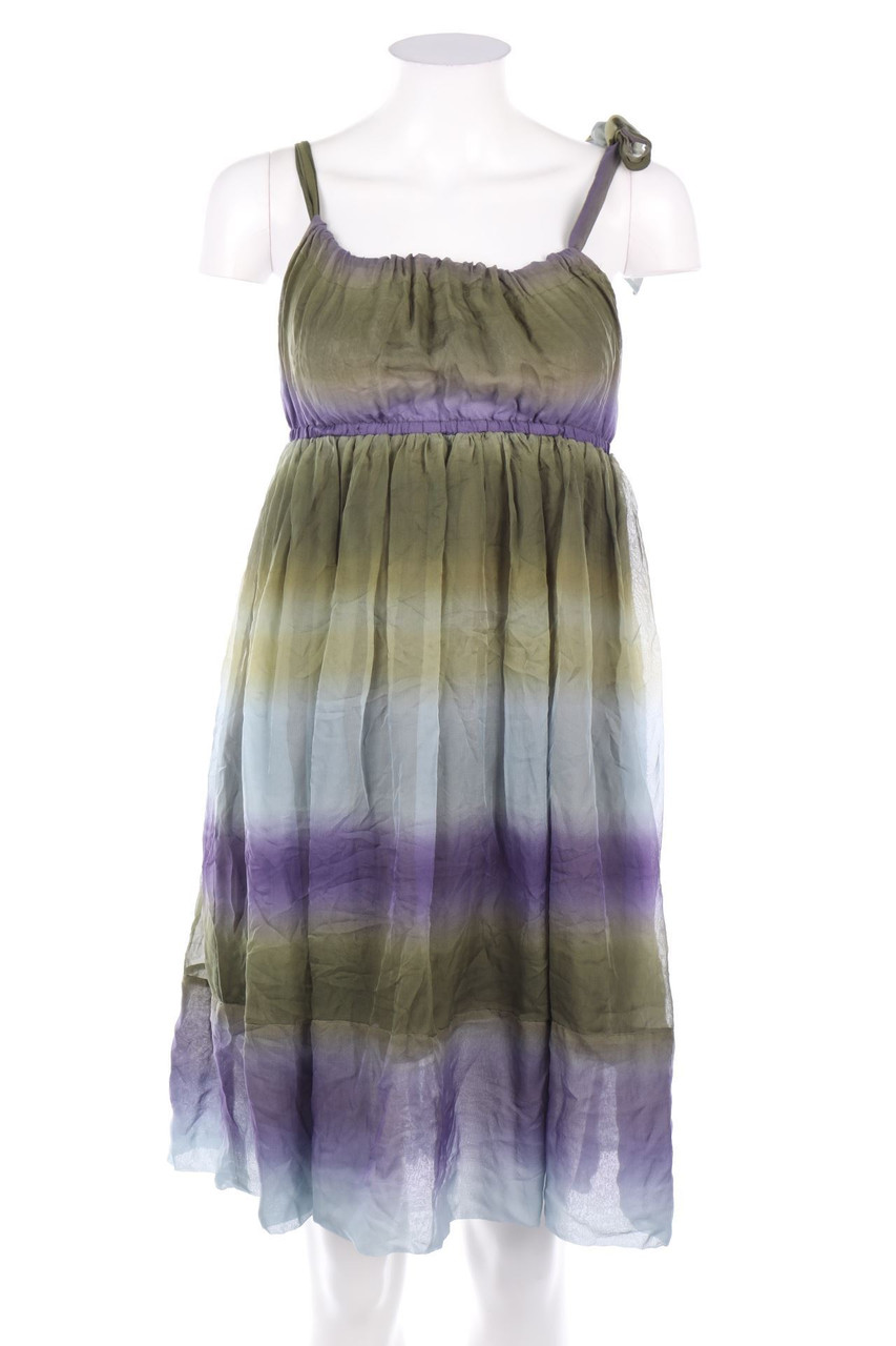 UNITED COLORS OF BENETTON - Streifen-Seiden-Kleid zum Knoten - XS