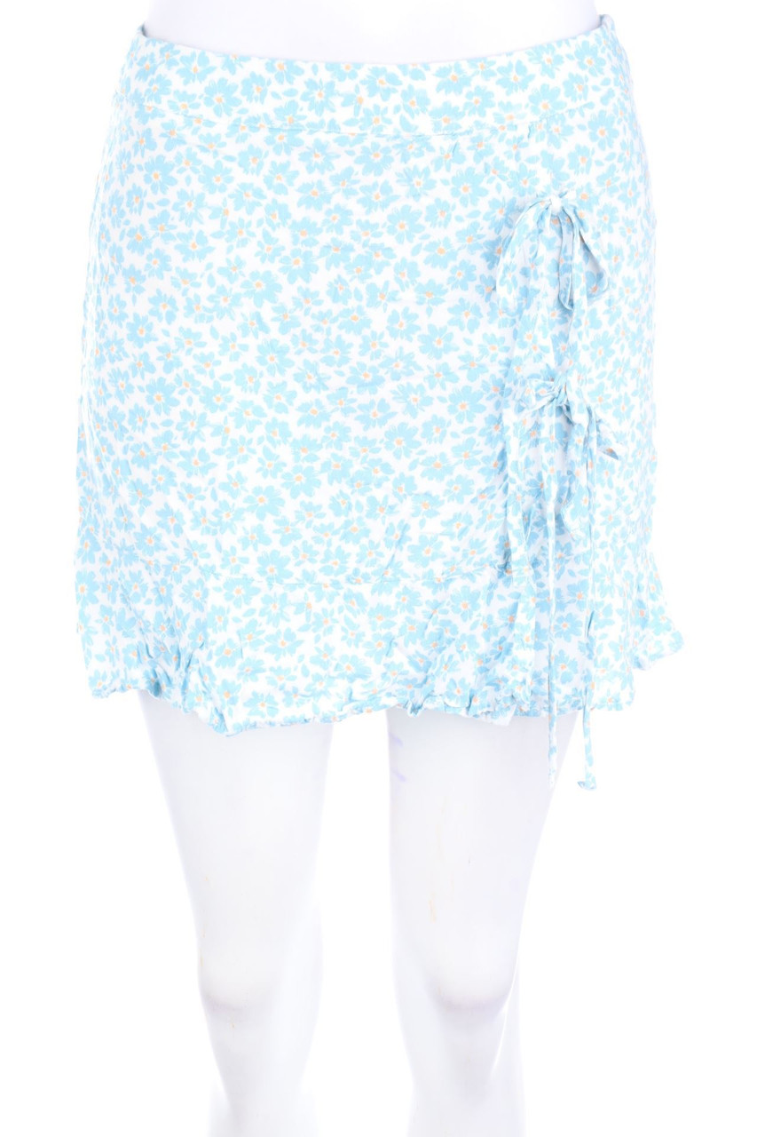 PULL&BEAR - Rock mit Blumen-Print in Wickel-Optik mit Schnürung - M