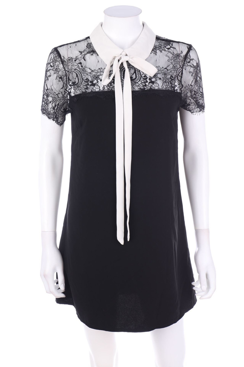 OSLEY - Kurzarm-Bluse mit Spitzen-Einsatz - S