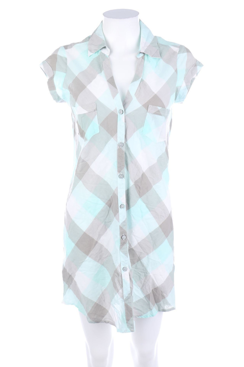 Ohne Label - Blusenkleid mit Karo-Muster - XS