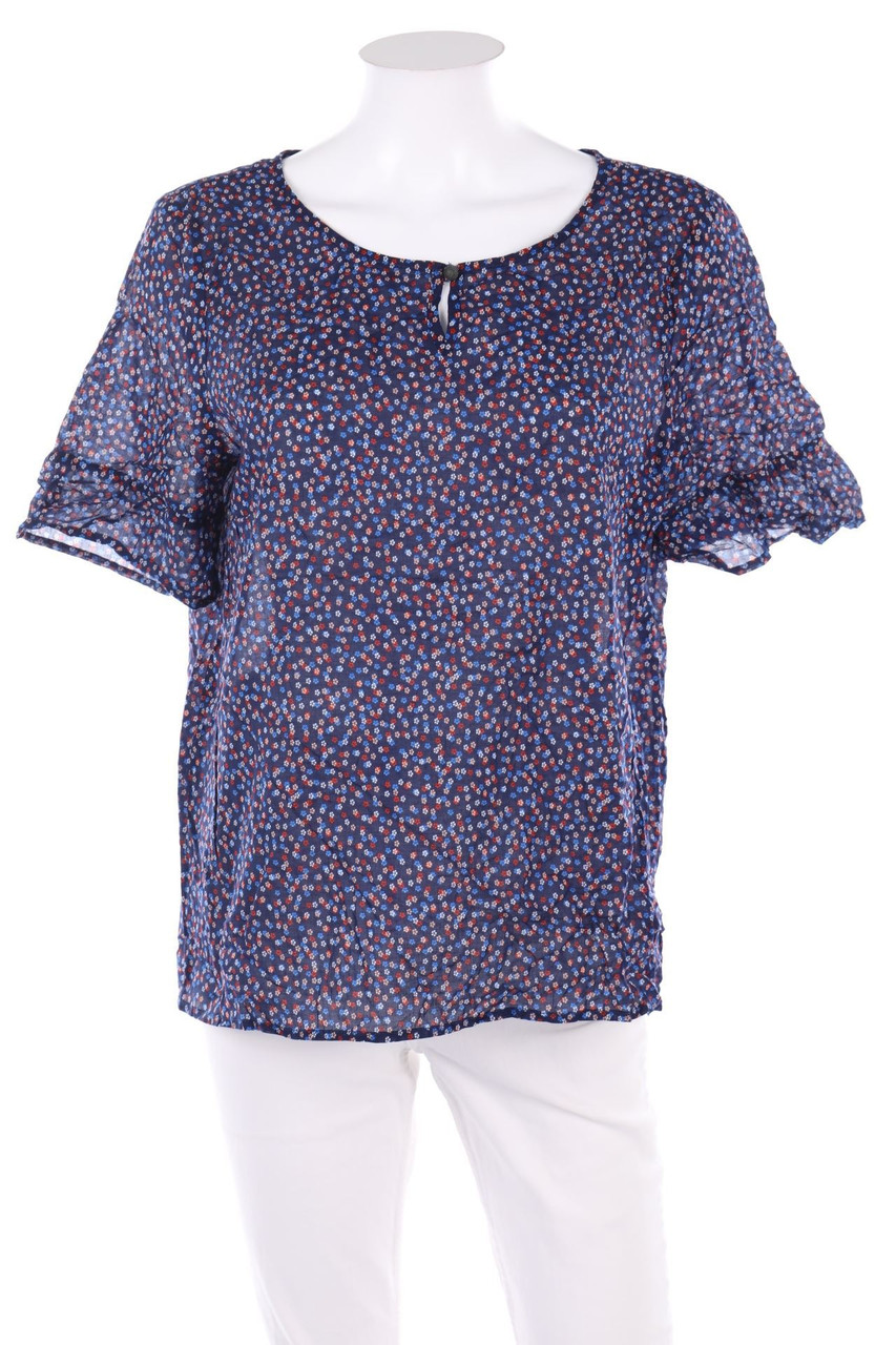 Ohne Label - Kurzarm-Bluse mit Blumen-Print - M
