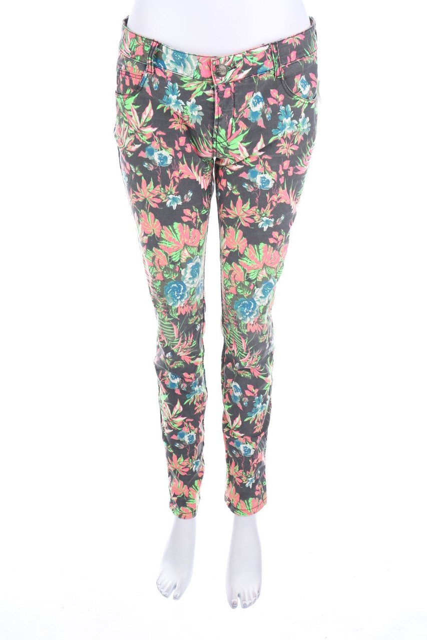 AMISU - Slim Jeans mit Blumen-Print - D 40