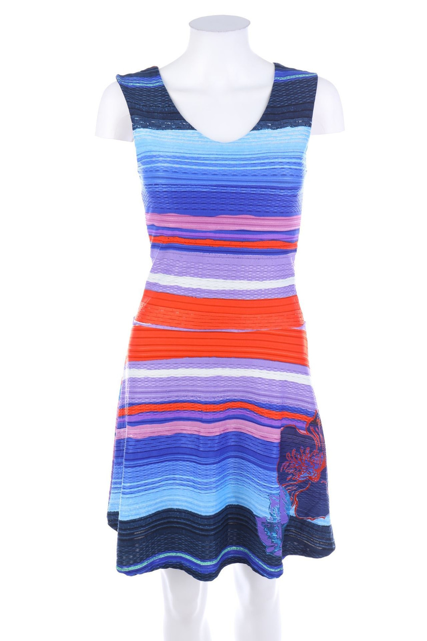 Desigual - Streifen-Skater-Kleid mit Blumen-Print - XS
