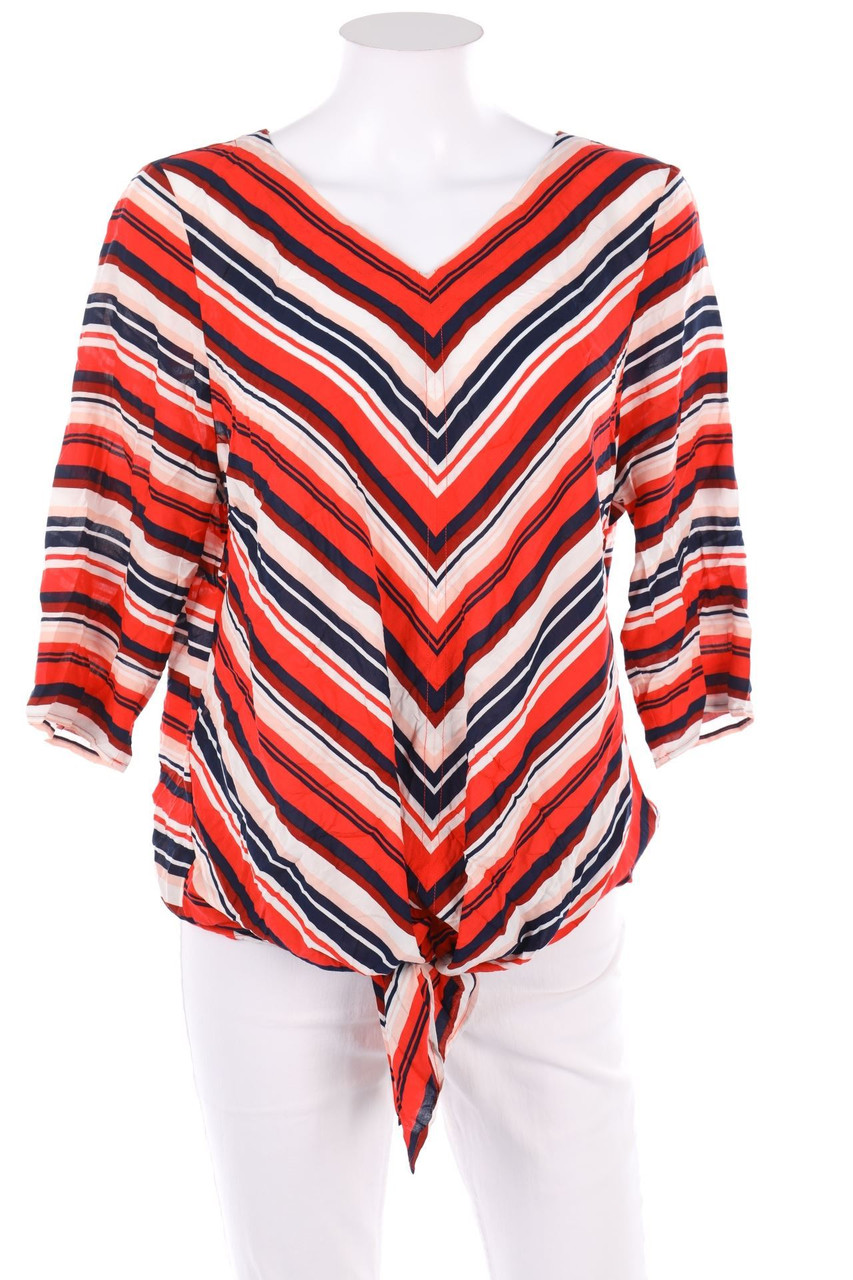 zero - Streifen-Bluse mit 3/4-Ärmel zum Knoten - D 44