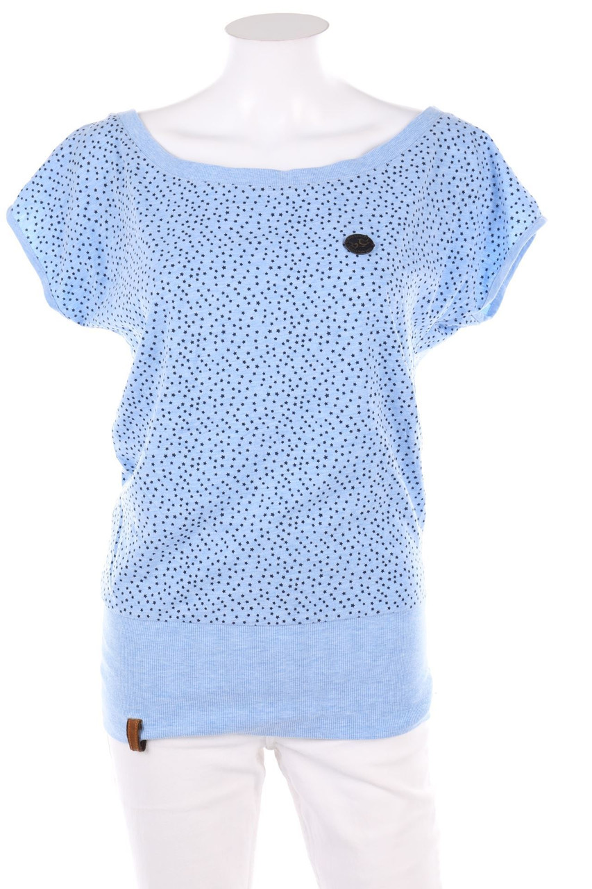 NAKETANO - Print-Kurzarm-Shirt mit überschnittener Schulter - M