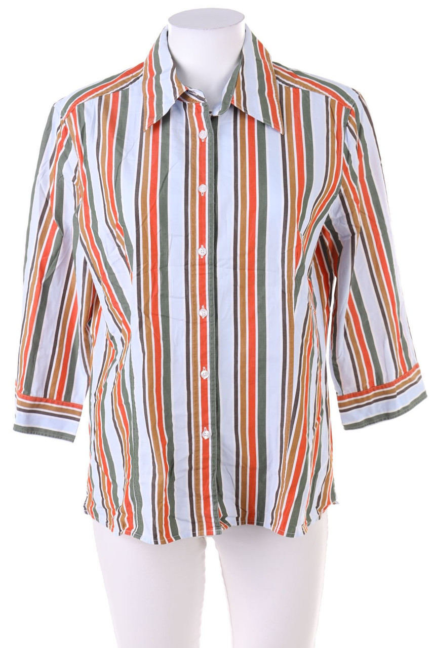 MARCO PECCI - Streifen-Hemd-Bluse mit 3/4-Ärmel - D 42