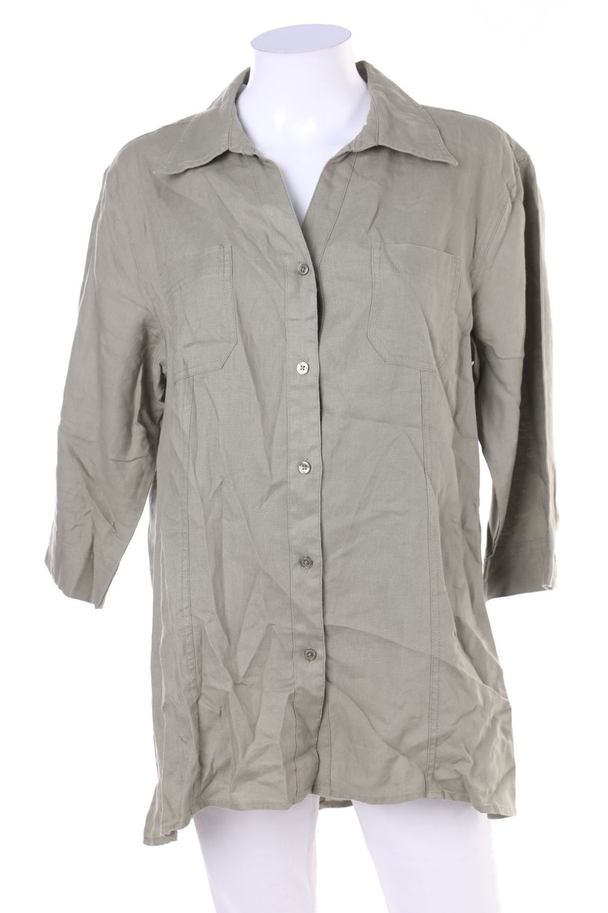 ARTIME - Leinenbluse mit aufgesetzten Taschen - XL