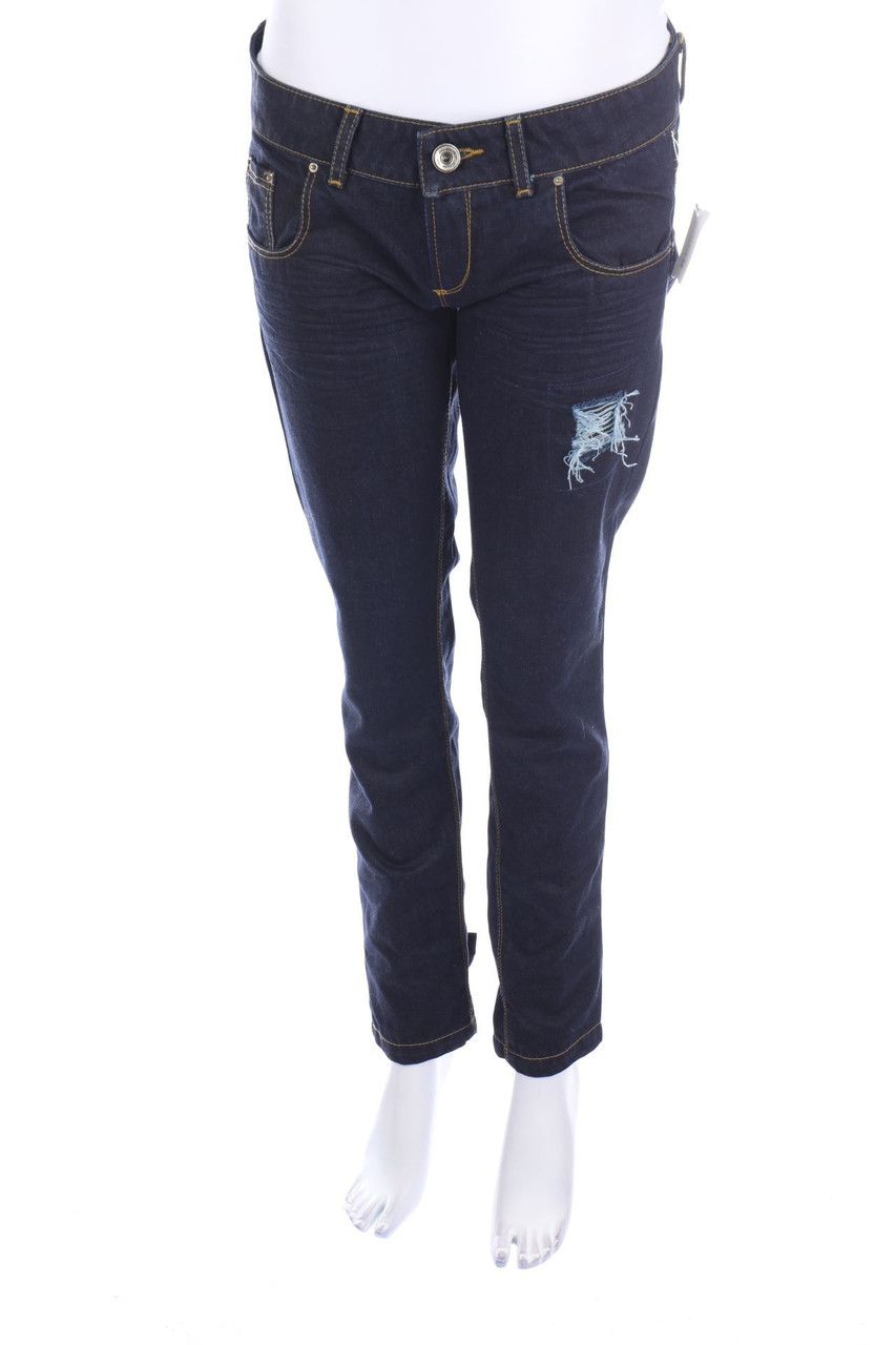 PAUSE - Dark Denim Straight Cut Jeans mit Schleife - W30