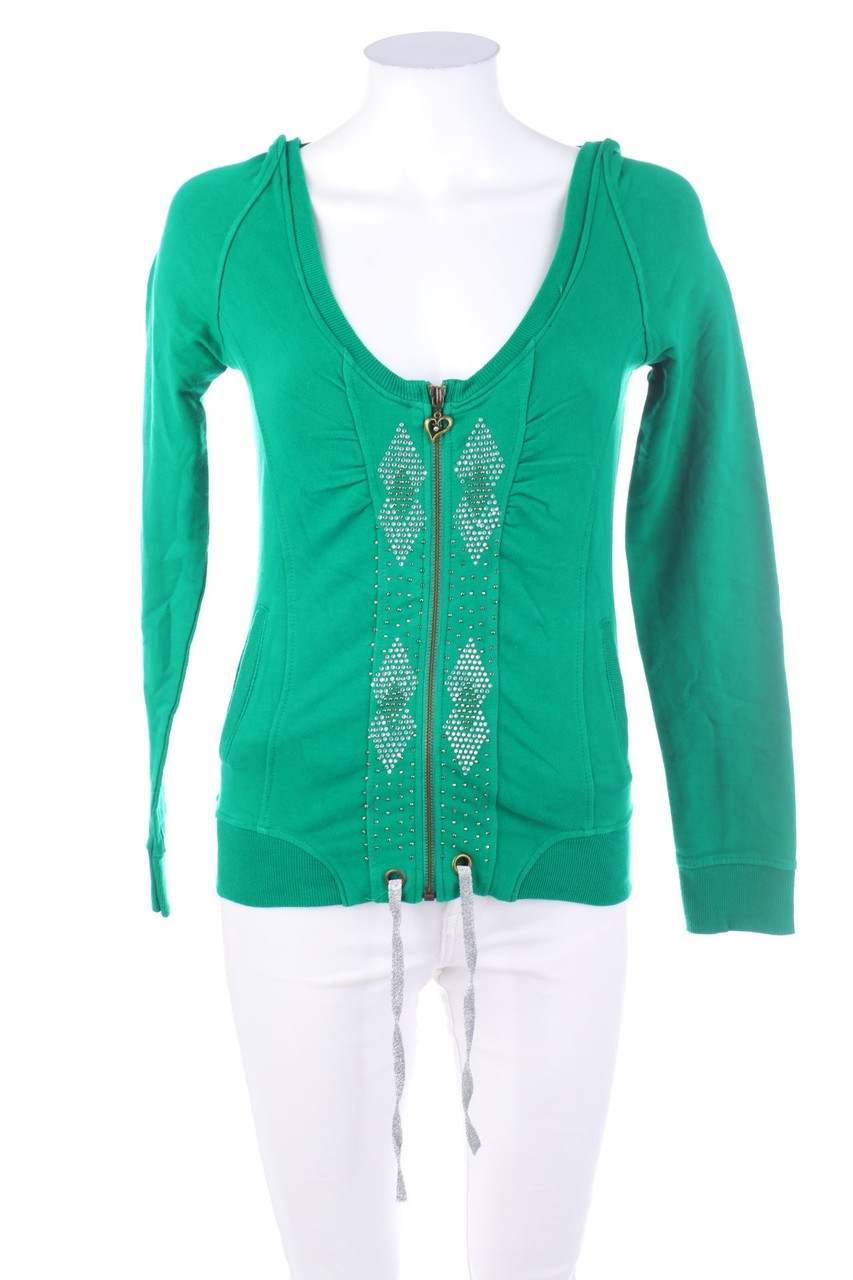 SECONDHAND - Hoodie-Sweatjacke mit Strass-Steinen - D 34