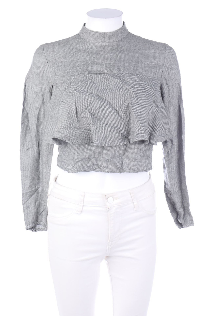 Bershka - Cropped-Bluse mit Volants - XS