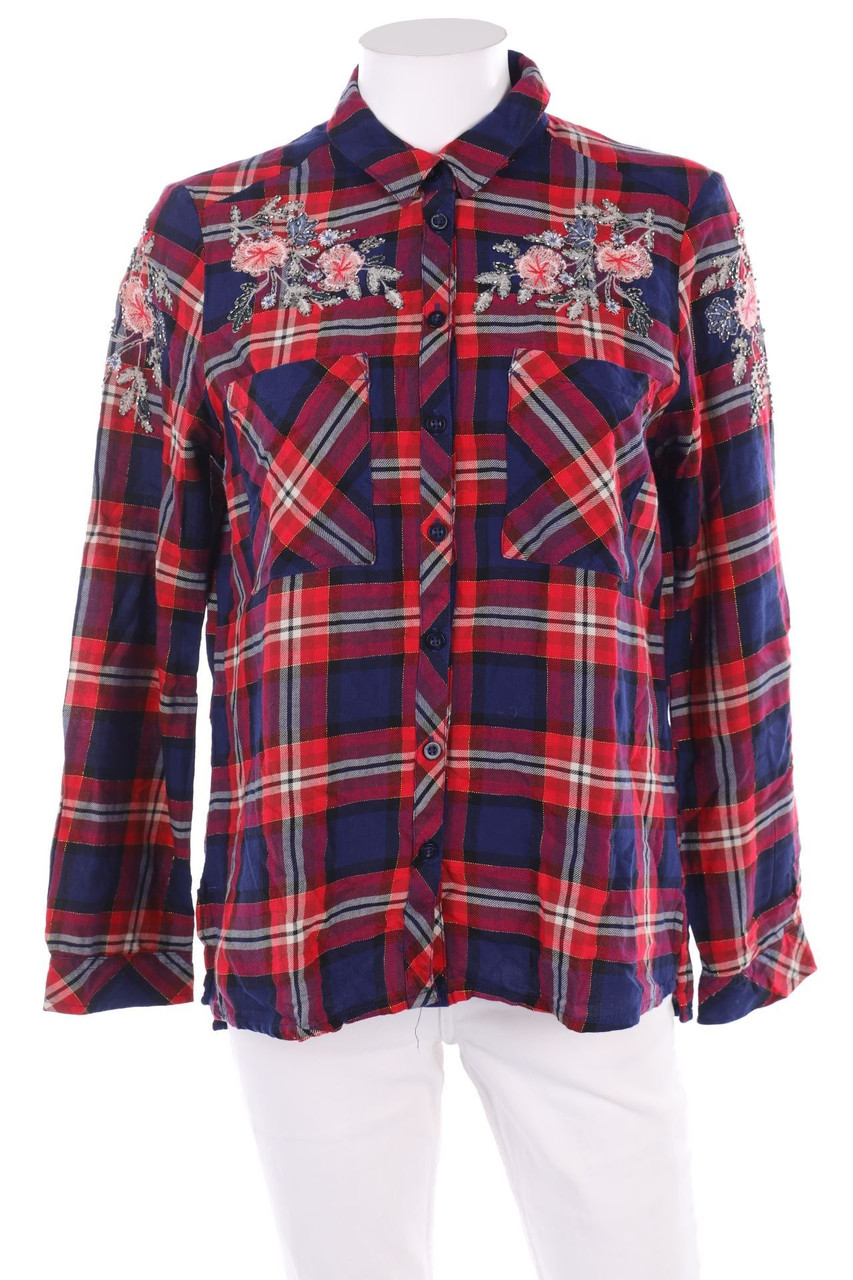 Q/S designed by s.Oliver - Karo-Hemd-Bluse mit Glitzer - D 38