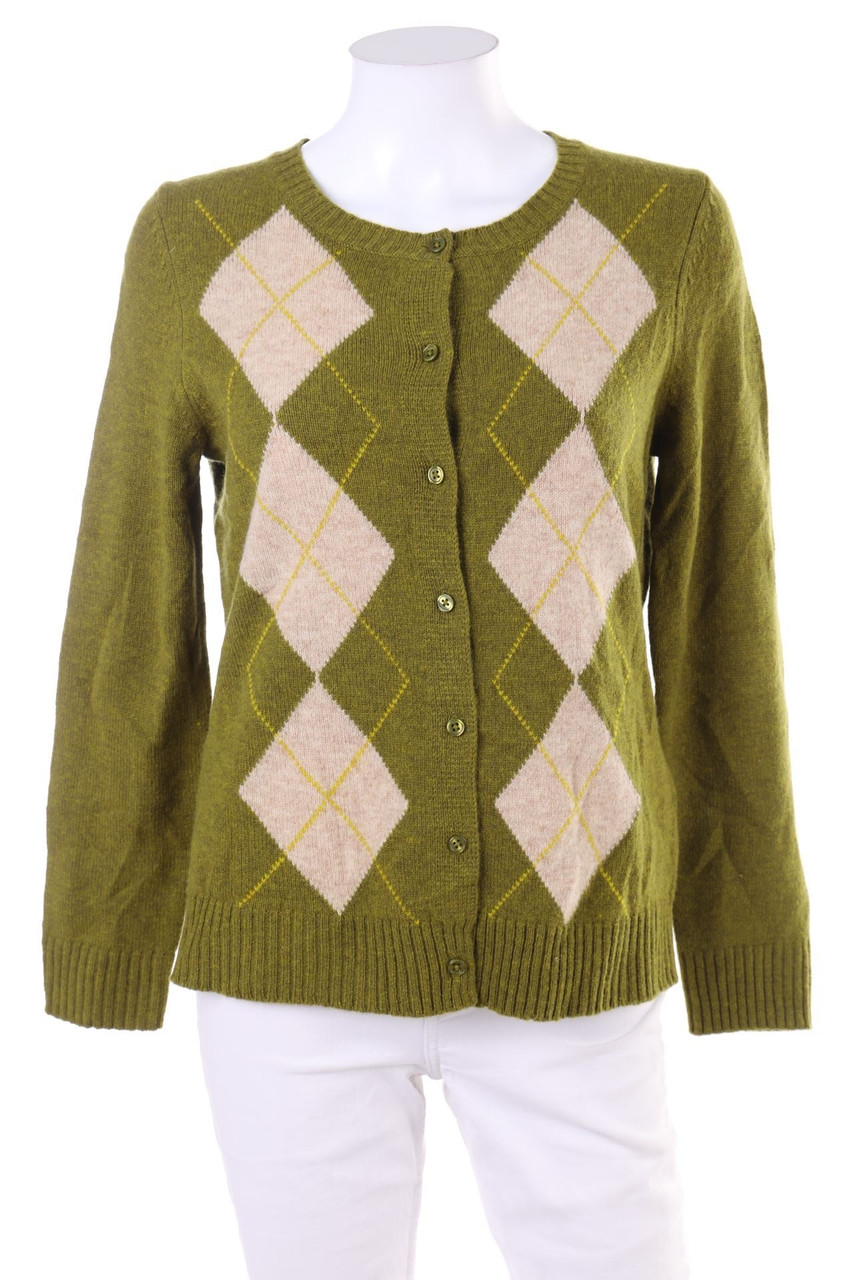 Christian Berg - Schurwoll-Cardigan mit Argyle-Muster - D 36