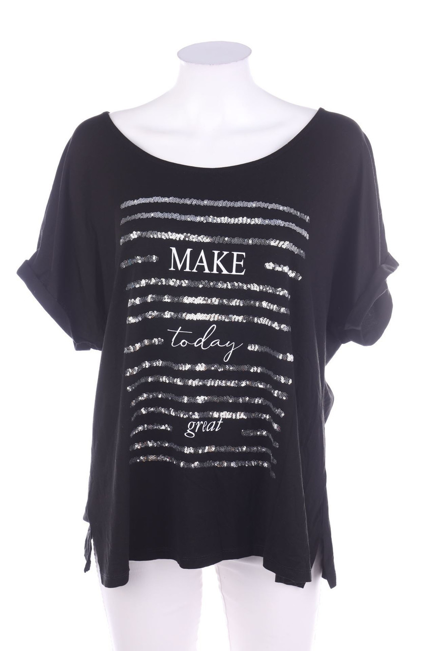 Christine LAURE - Kurzarm-Shirt mit Pailletten - D 40