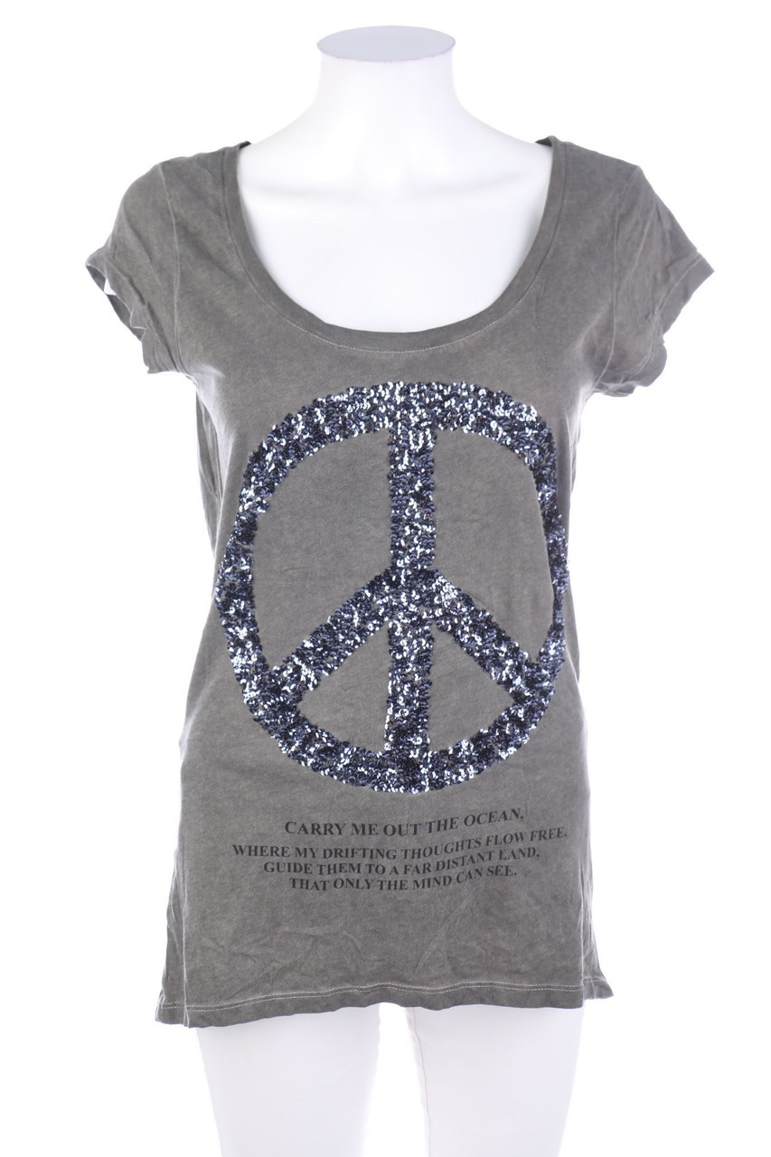 Ohne Label - Kurzarm-Shirt mit Pailletten - S