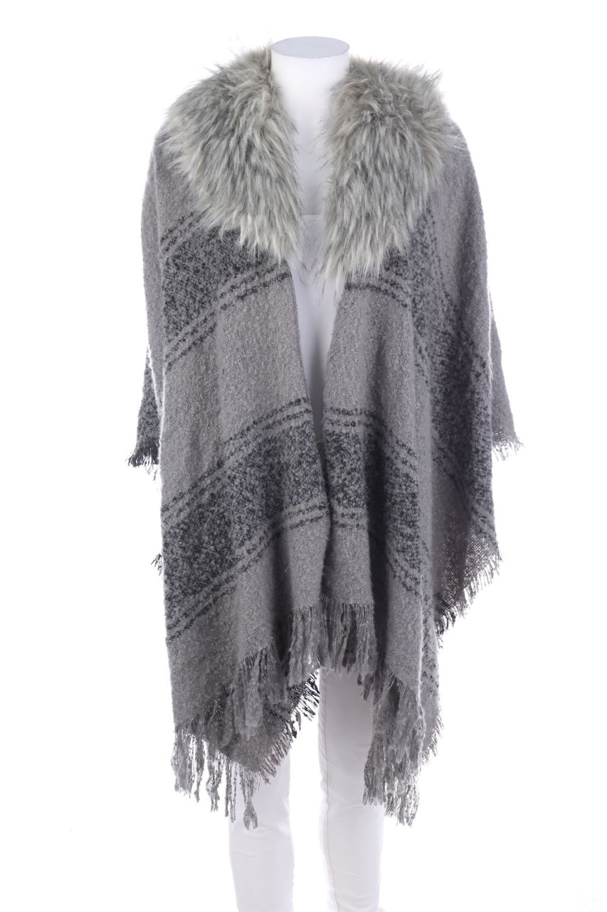 CARTOON - Glitzer-Poncho mit Fake Fur-Besatz - ONE SIZE