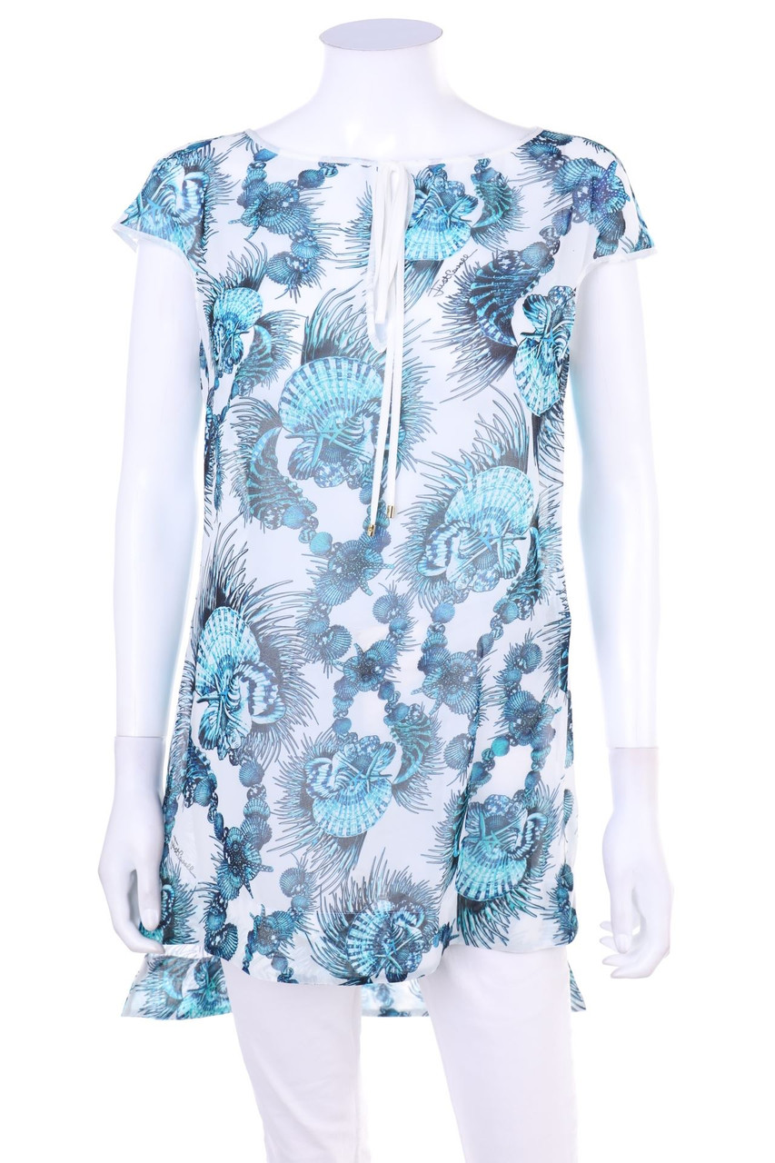 Just cavalli - Chiffon-Kurzarm-Bluse mit Print - D 36
